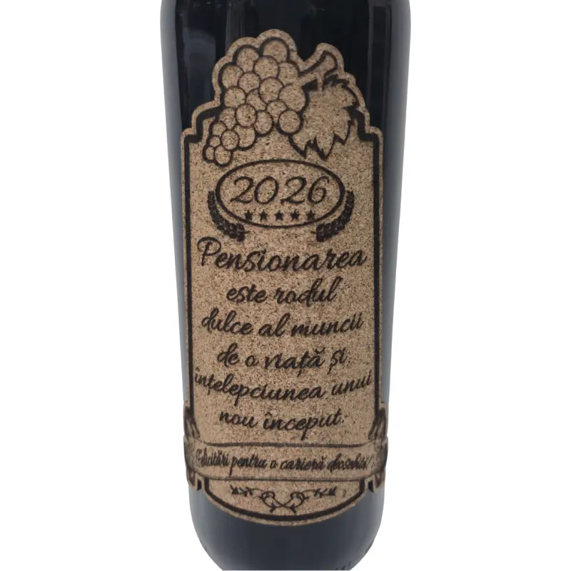 Pensionare, felicitari pentru o cariera deosebita, vin rosu cabernet sauvignon, demisec, 750ml, 13.5% alcool